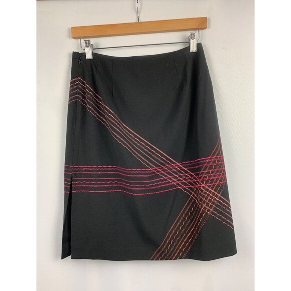 Alfani Womens Black & Multicolor Embroidered A-Line Skirt Size 4 - Picture 3 of 4